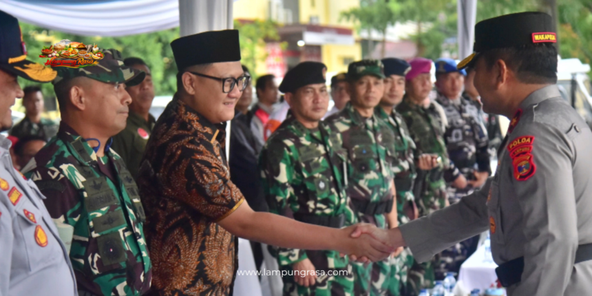 Ketua DPRD Provinsi Lampung, Ahmad Giri Akbar, SE., MM menghadiri Apel Siaga Operasi Lilin Krakatau 2025 yang digelar oleh Polda Lampung